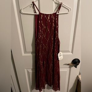 NWT Altar’d State Maroon & Gold High Neck Tank Dress Large